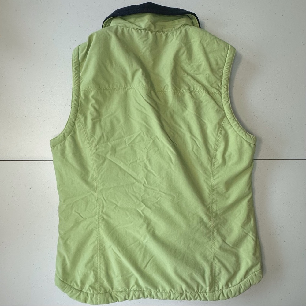 LL Bean fleece lined full zip winter vest women’s XS green &‎ navy - Picture 8 of 12